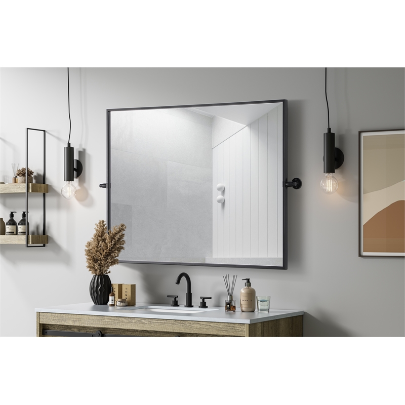 Elegant Kitchen And Bath Amoura 40X30 Pivot Mirror in Black