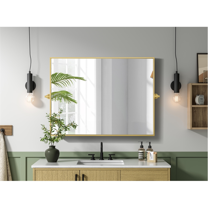 Elegant Kitchen And Bath Amoura 40X30 Pivot Mirror in Brass