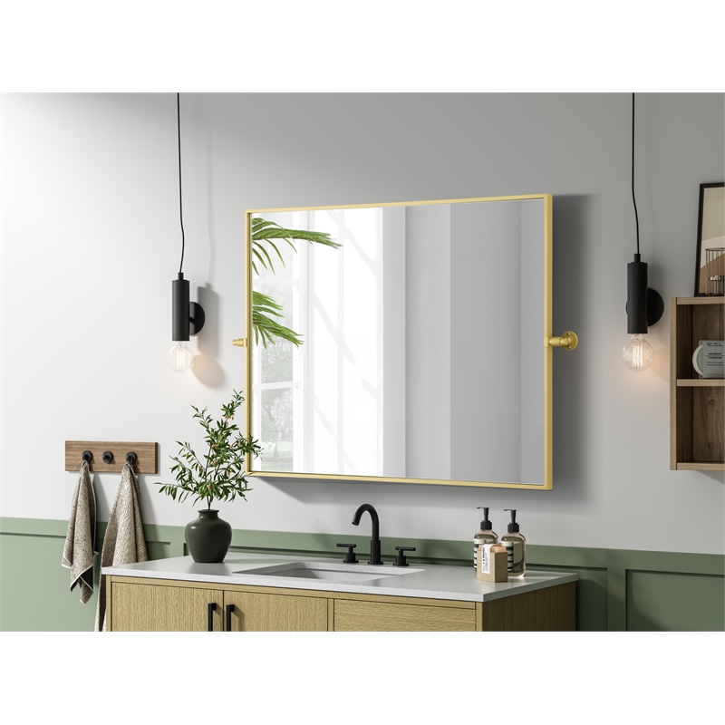 Elegant Kitchen And Bath Amoura 40X30 Pivot Mirror in Brass