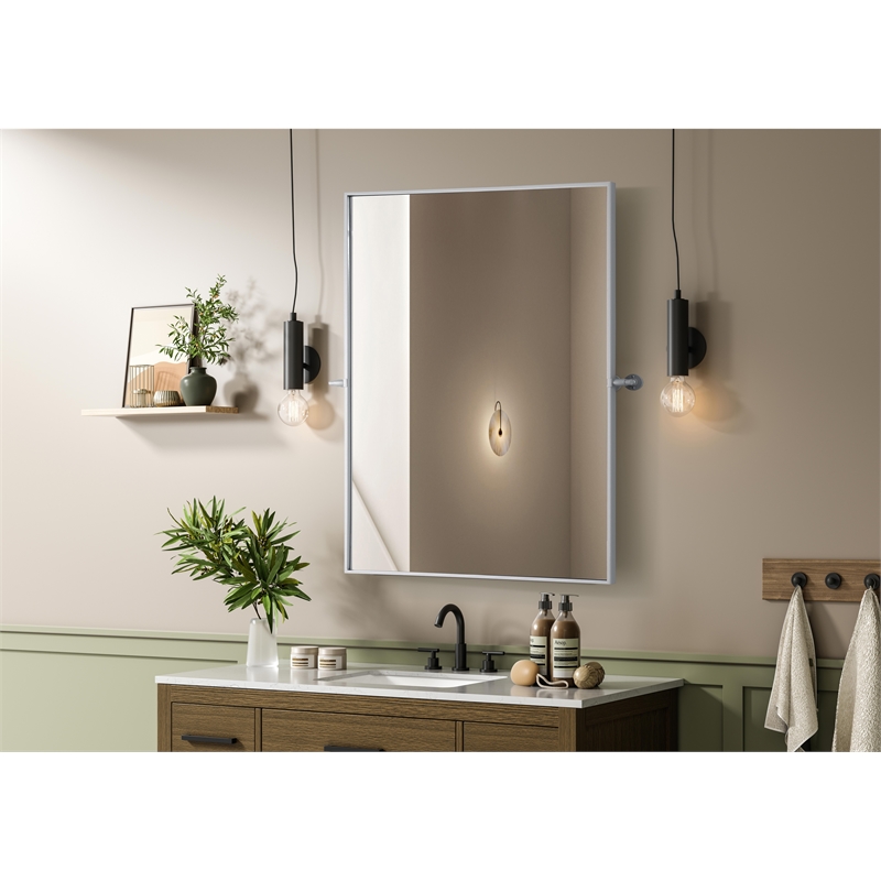 Elegant Kitchen And Bath Amoura 40X30 Pivot Mirror in Silver