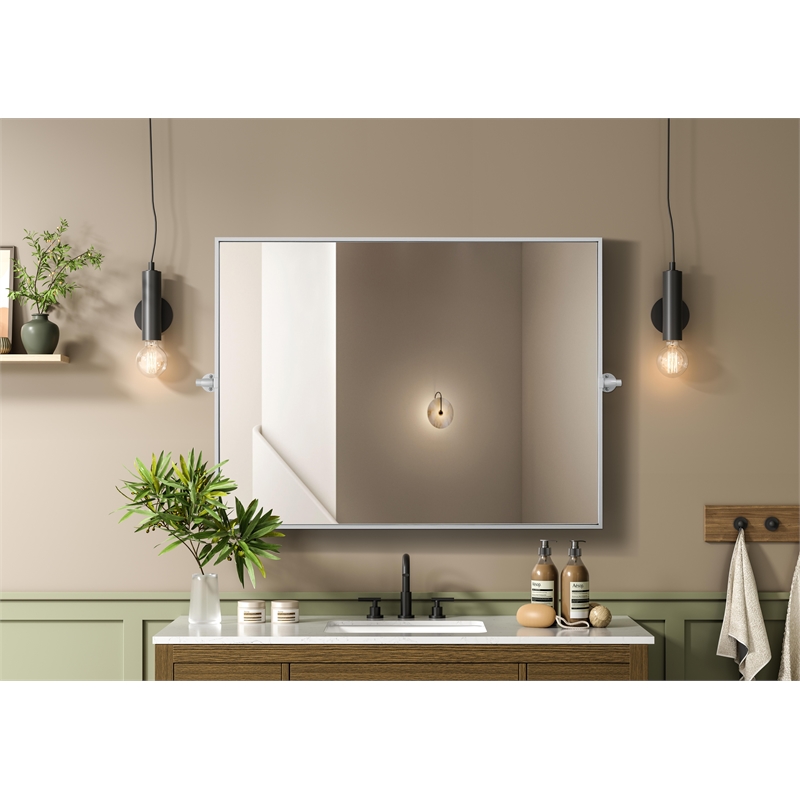 Elegant Kitchen And Bath Amoura 40X30 Pivot Mirror in Silver