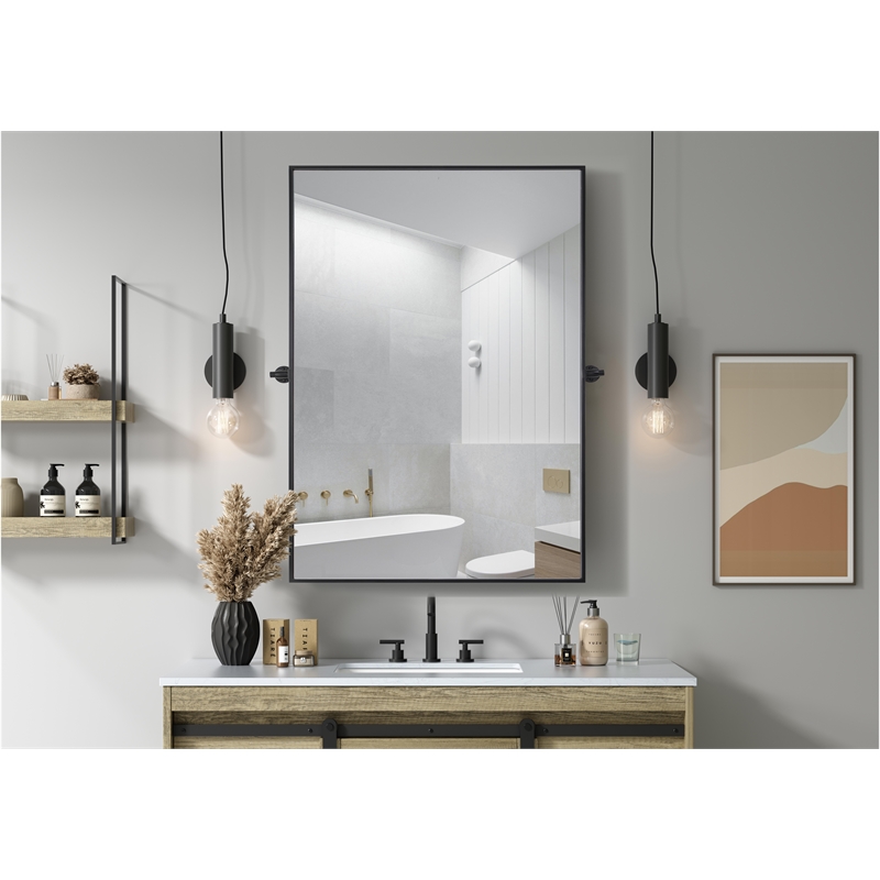 Elegant Kitchen And Bath Amoura 48X30 Pivot Mirror in Black
