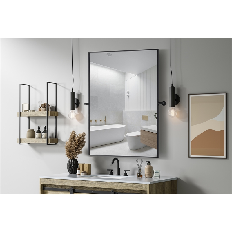 Elegant Kitchen And Bath Amoura 48X30 Pivot Mirror in Black