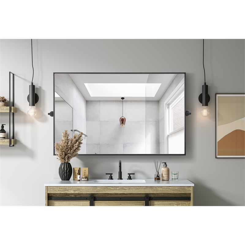 Elegant Kitchen And Bath Amoura 48X30 Pivot Mirror in Black