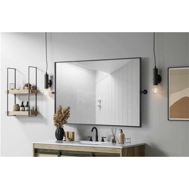 Elegant Kitchen And Bath Amoura 48X30 Pivot Mirror in Black