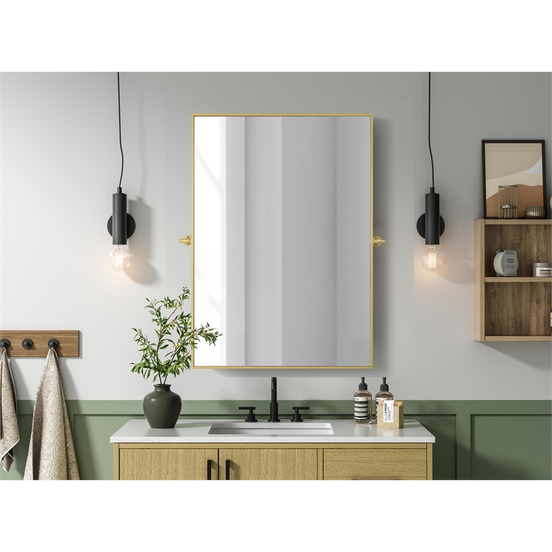 Elegant Kitchen And Bath Amoura 48X30 Pivot Mirror in Brass