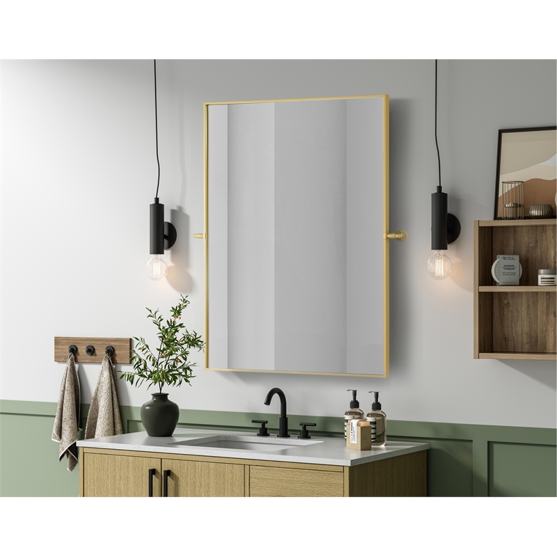 Elegant Kitchen And Bath Amoura 48X30 Pivot Mirror in Brass