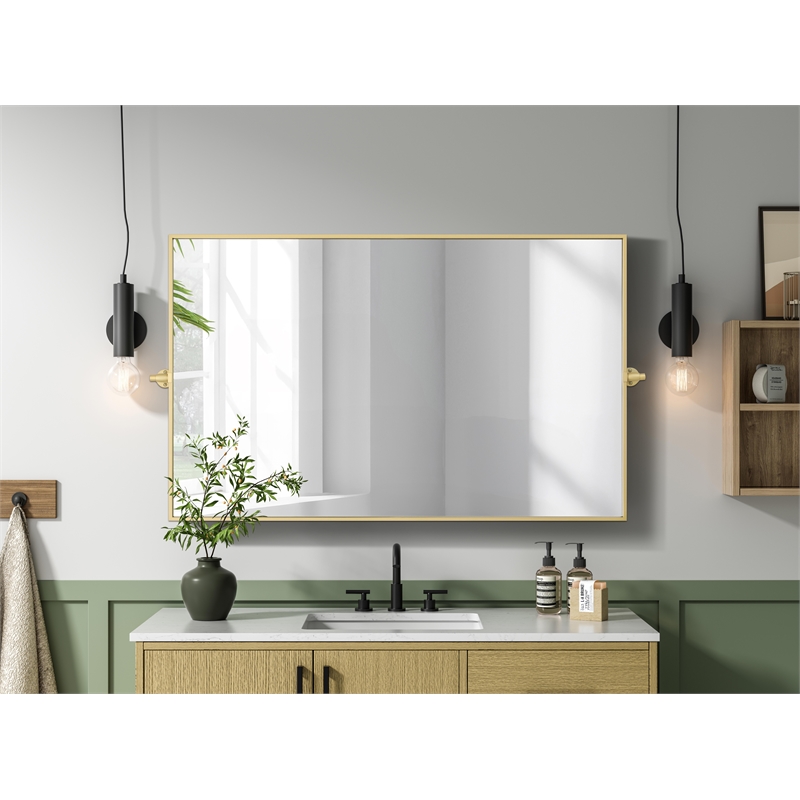 Elegant Kitchen And Bath Amoura 48X30 Pivot Mirror in Brass