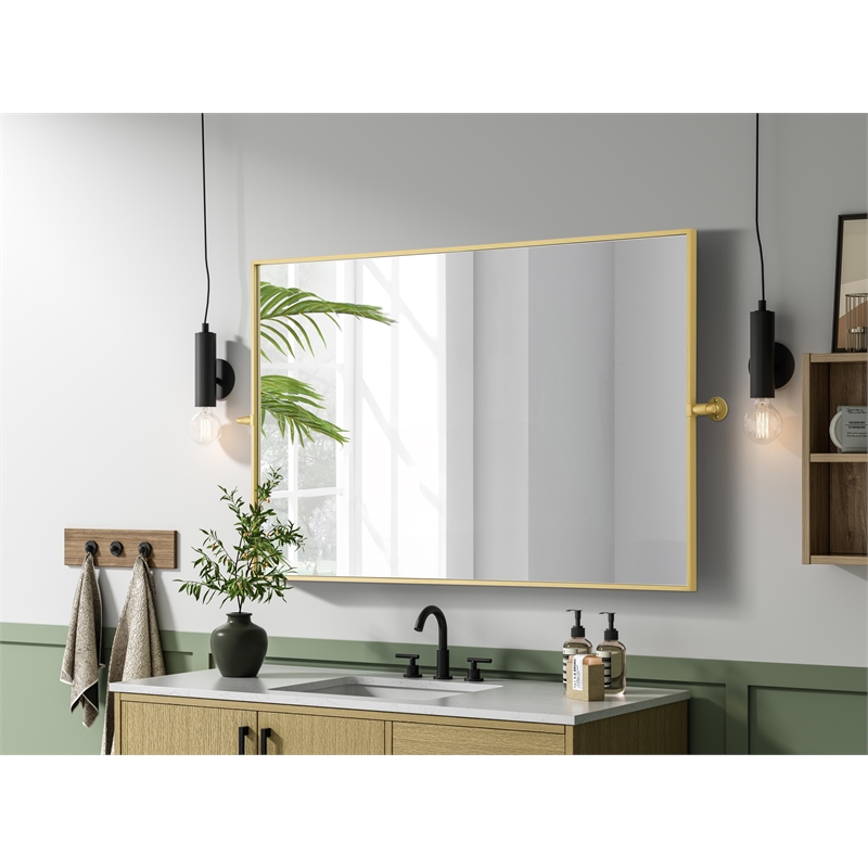 Elegant Kitchen And Bath Amoura 48X30 Pivot Mirror in Brass