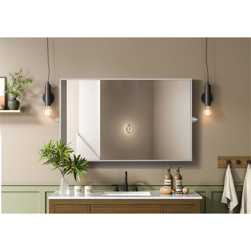 Elegant Kitchen And Bath Amoura 48X30 Pivot Mirror in Silver