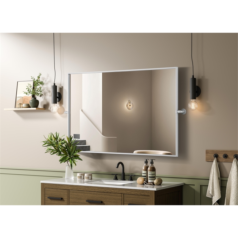 Elegant Kitchen And Bath Amoura 48X30 Pivot Mirror in Silver