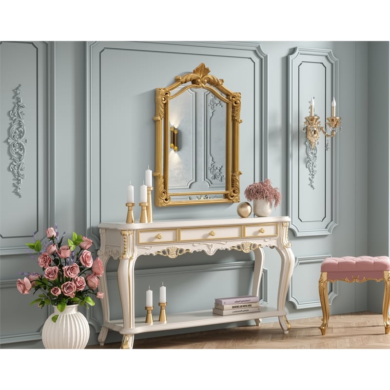 Elegant Kitchen And Bath Madeline 25.5X36 Traditional Mirror in Gold Leaf