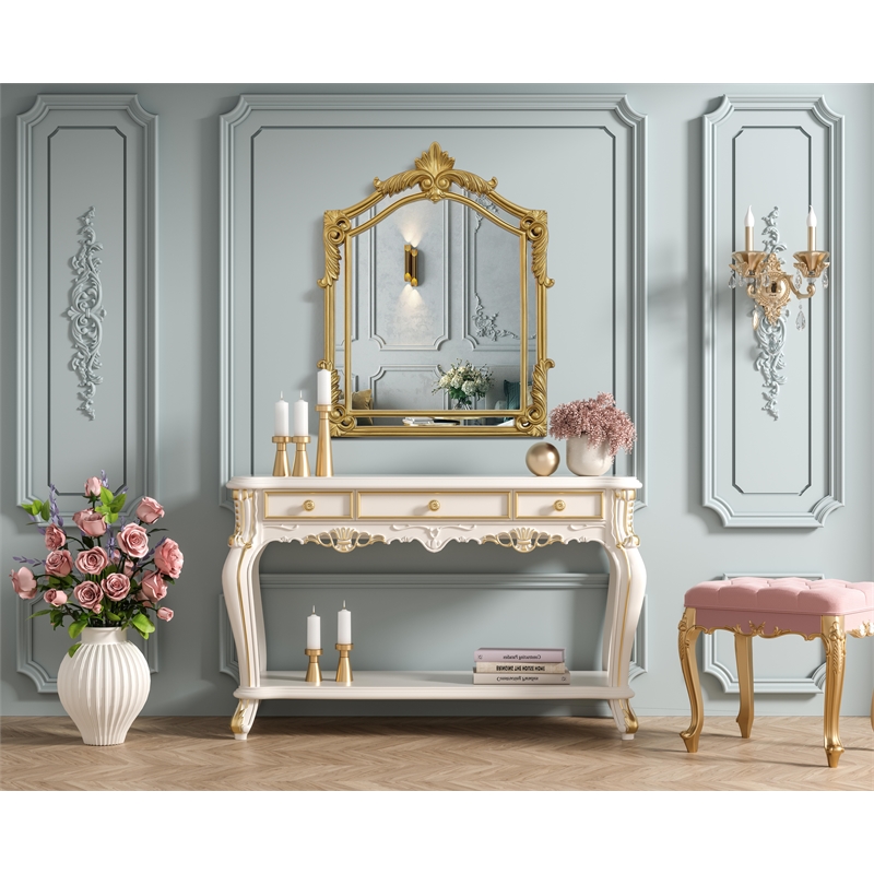Elegant Kitchen And Bath Madeline 25.5X40 Traditional Mirror in Gold Leaf