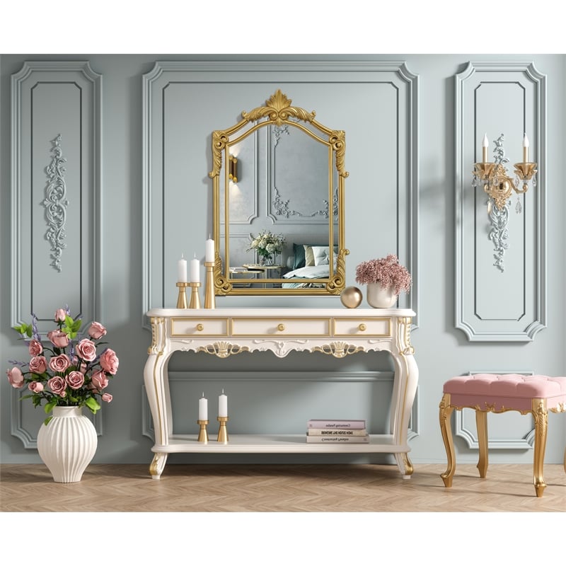 Elegant Kitchen And Bath Madeline 28.5X42 Traditional Mirror in Gold Leaf