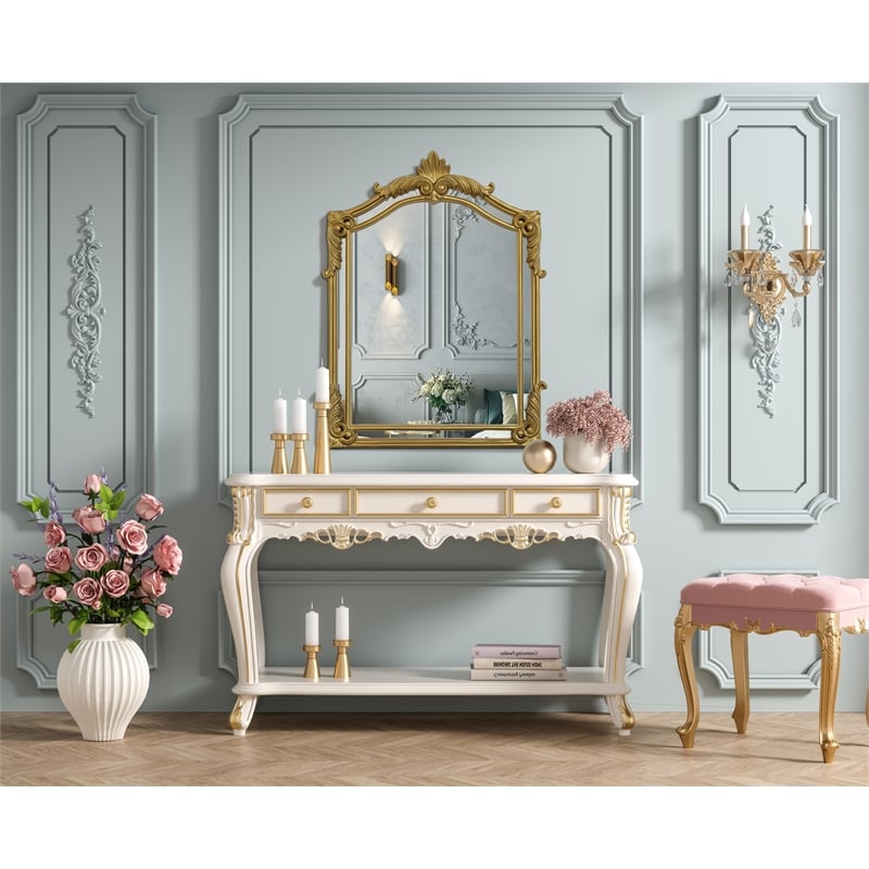 Elegant Kitchen And Bath Madeline 31.5X42 Traditional Mirror in Gold Leaf