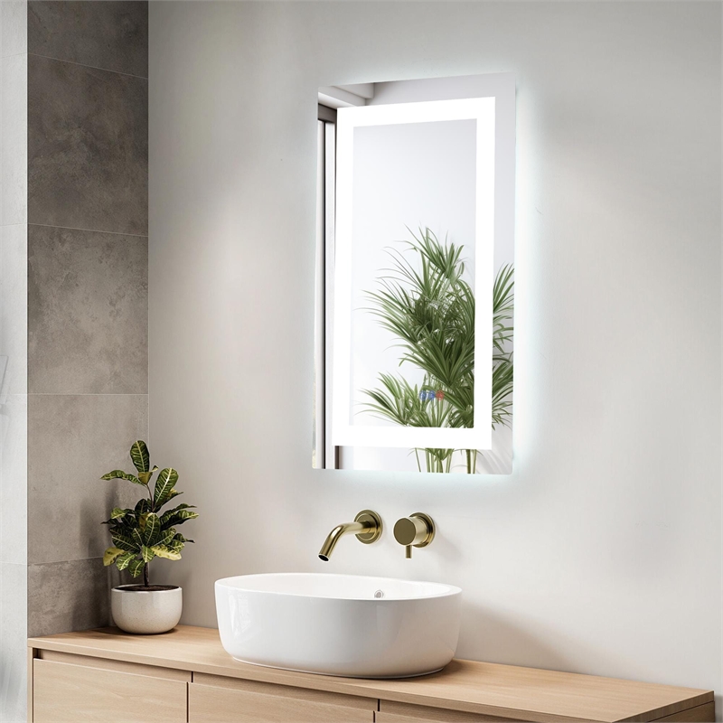 Elegant Kitchen And Bath Riven 30X18 Led Mirror in Silver