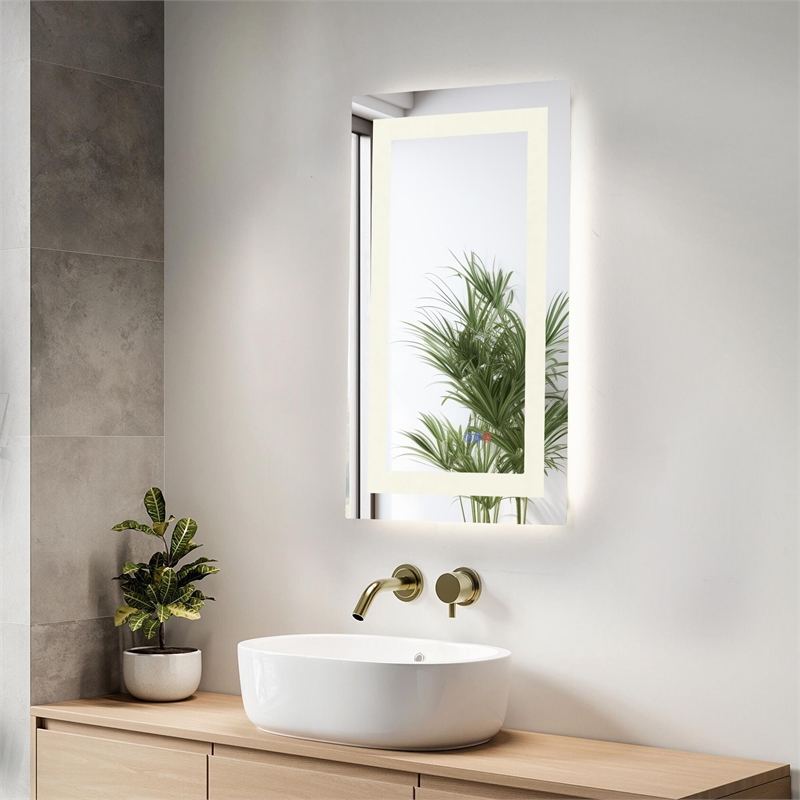 Elegant Kitchen And Bath Riven 30X18 Led Mirror in Silver
