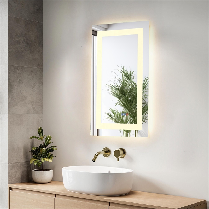 Elegant Kitchen And Bath Riven 30X18 Led Mirror in Silver
