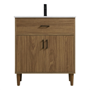 Elegant Kitchen And Bath Chandler 30&quot Single Bathroom Vanity in Walnut Brown