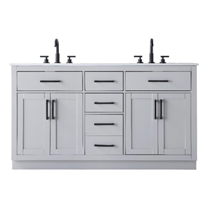 Elegant Kitchen And Bath Alden 60&quot Double Bathroom Vanity in Grey