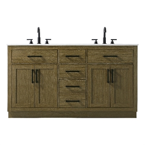 Elegant Kitchen And Bath Alden 60&quot Double Bathroom Vanity in Chestnut Brown