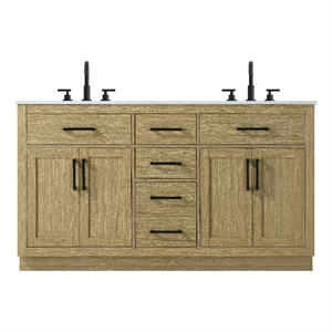 Elegant Kitchen And Bath Alden 60&quot Double Bathroom Vanity in Honey Brown