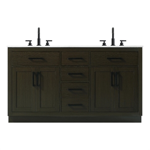 Elegant Kitchen And Bath Alden 60&quot Double Bathroom Vanity in Mocha Brown