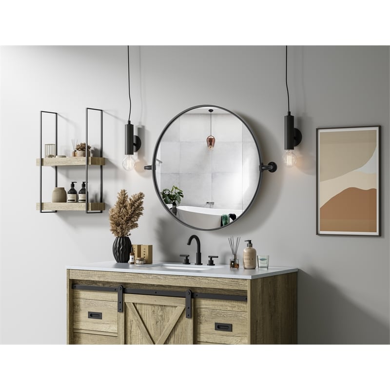 Elegant Kitchen And Bath Amoura 24X24 Pivot Mirror in Black