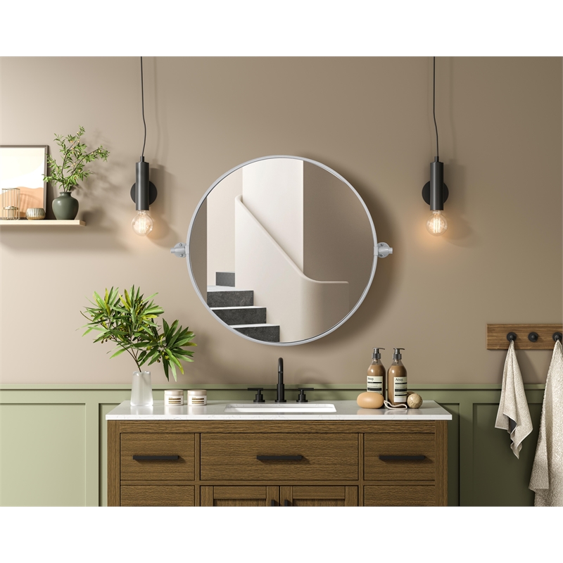 Elegant Kitchen And Bath Amoura 24X24 Pivot Mirror in Silver