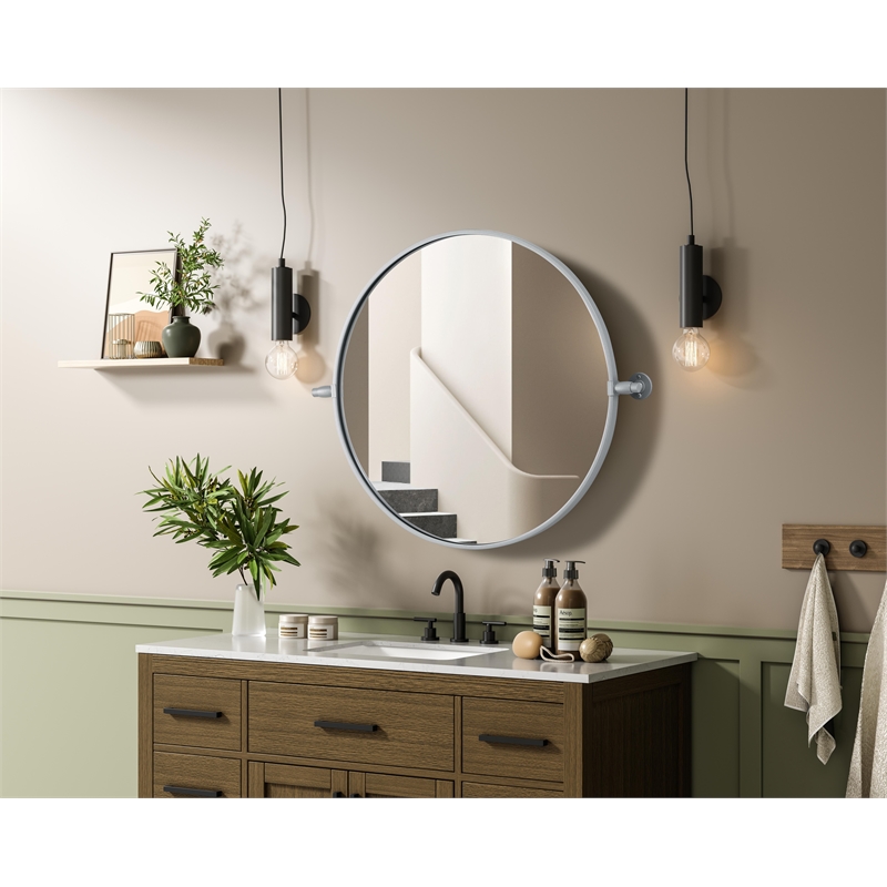 Elegant Kitchen And Bath Amoura 24X24 Pivot Mirror in Silver