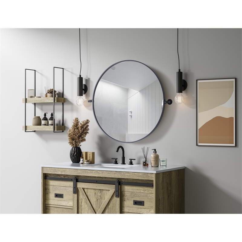 Elegant Kitchen And Bath Amoura 30X30 Pivot Mirror in Black