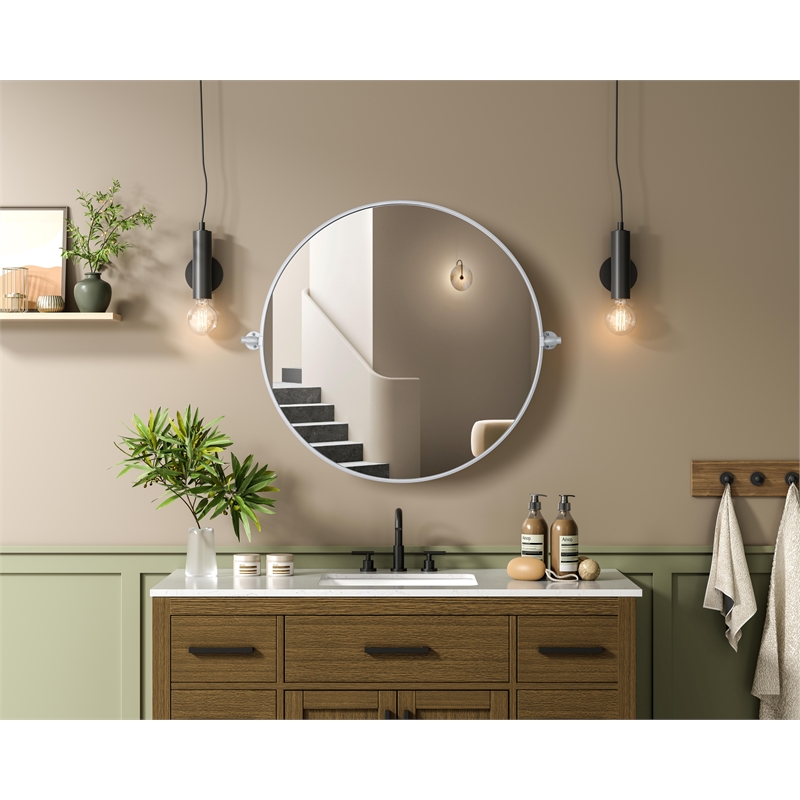 Elegant Kitchen And Bath Amoura 30X30 Pivot Mirror in Silver