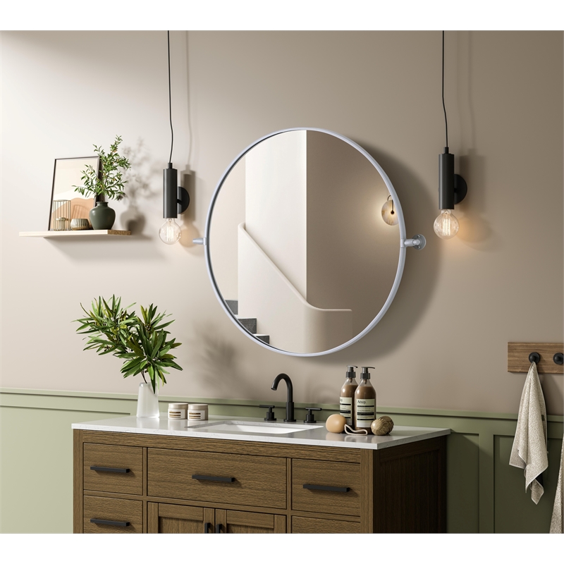 Elegant Kitchen And Bath Amoura 30X30 Pivot Mirror in Silver