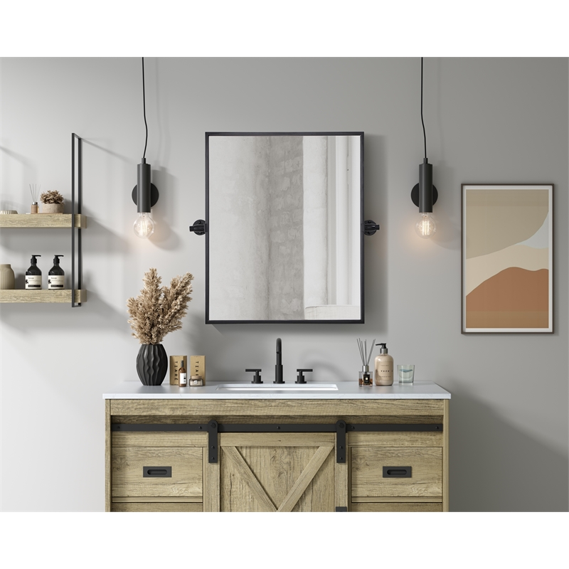 Elegant Kitchen And Bath Amoura 20X24 Pivot Mirror in Black