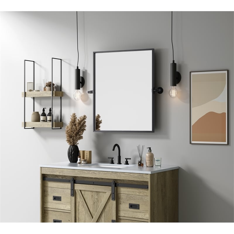 Elegant Kitchen And Bath Amoura 20X24 Pivot Mirror in Black