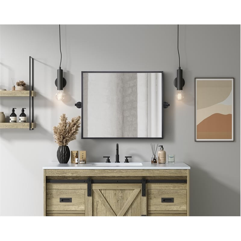 Elegant Kitchen And Bath Amoura 20X24 Pivot Mirror in Black