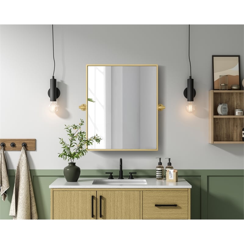 Elegant Kitchen And Bath Amoura 20X24 Pivot Mirror in Brass