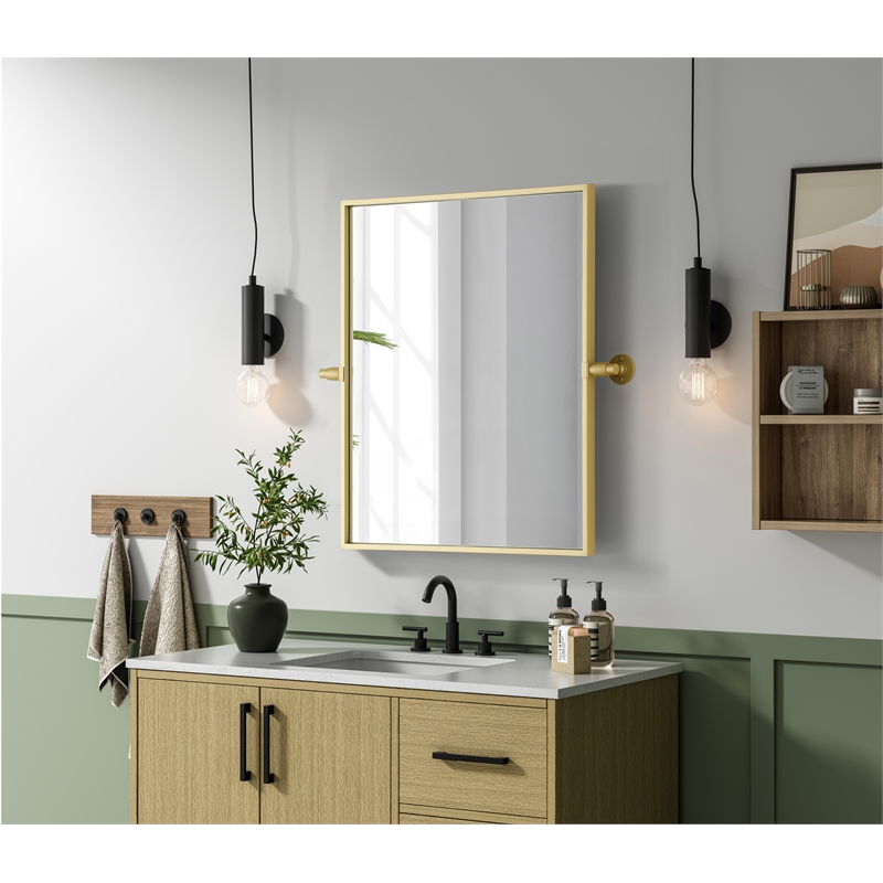 Elegant Kitchen And Bath Amoura 20X24 Pivot Mirror in Brass