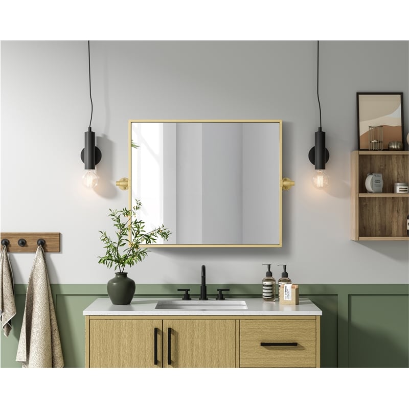 Elegant Kitchen And Bath Amoura 20X24 Pivot Mirror in Brass