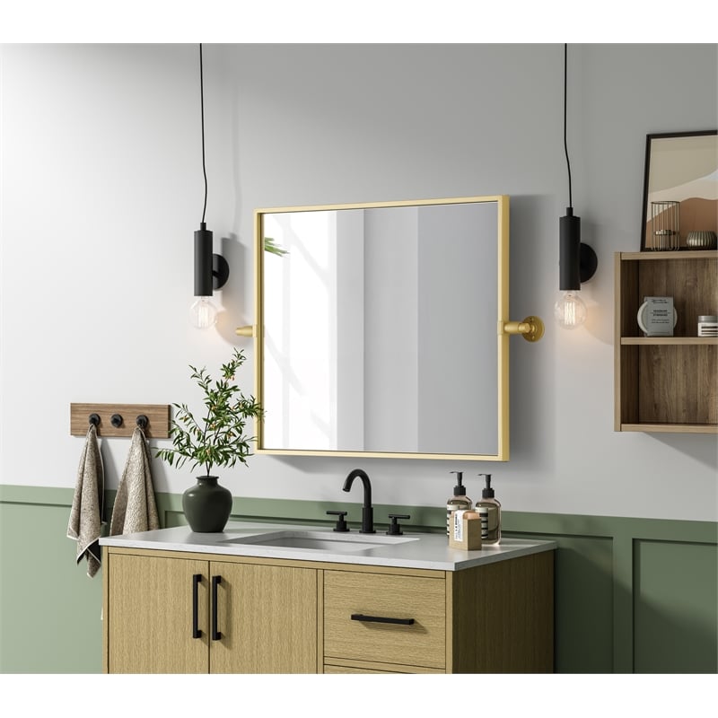 Elegant Kitchen And Bath Amoura 20X24 Pivot Mirror in Brass