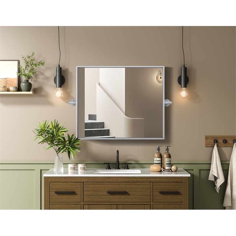 Elegant Kitchen And Bath Amoura 20X24 Pivot Mirror in Silver