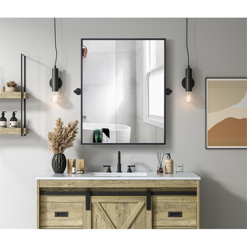 Elegant Kitchen And Bath Amoura 24X30 Pivot Mirror in Black