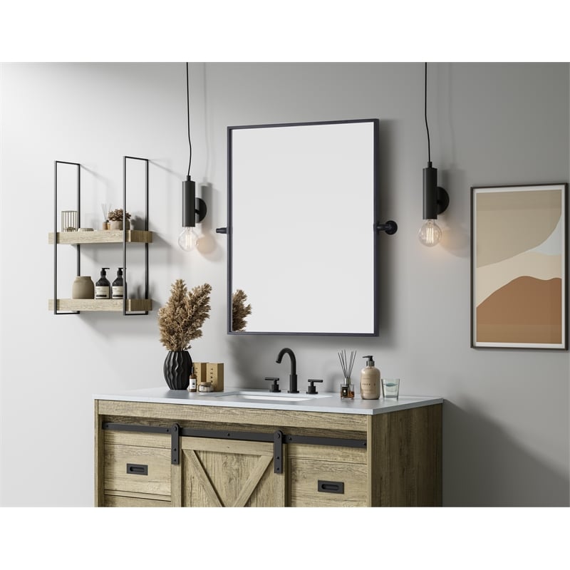 Elegant Kitchen And Bath Amoura 24X30 Pivot Mirror in Black