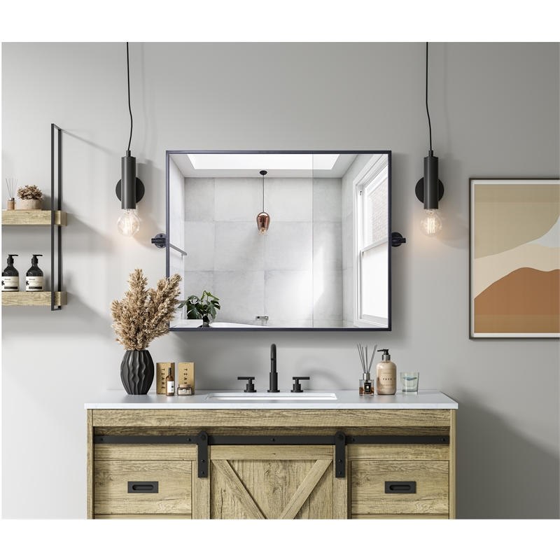 Elegant Kitchen And Bath Amoura 24X30 Pivot Mirror in Black
