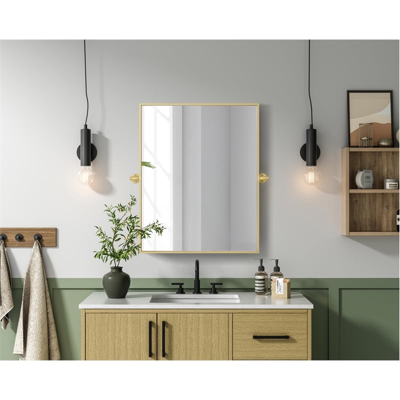 Elegant Kitchen And Bath Amoura 24X30 Pivot Mirror in Brass