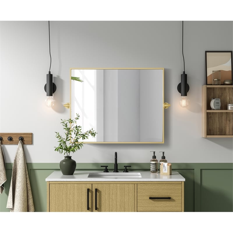 Elegant Kitchen And Bath Amoura 24X30 Pivot Mirror in Brass
