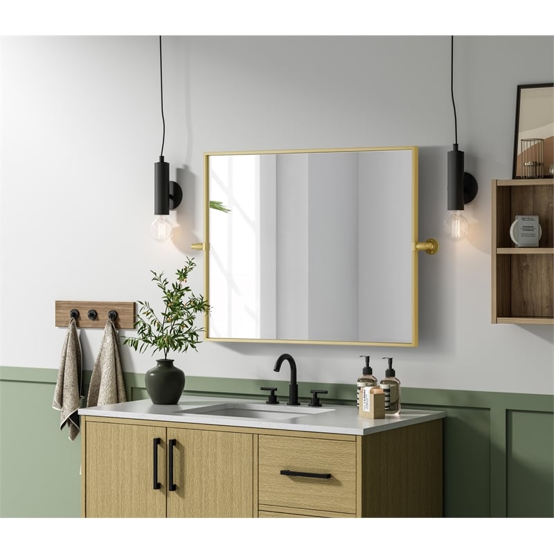 Elegant Kitchen And Bath Amoura 24X30 Pivot Mirror in Brass