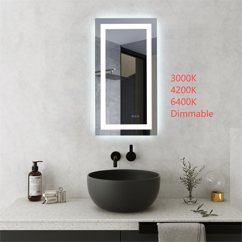 Elegant Kitchen And Bath Riven 36X18 Led Mirror in Silver