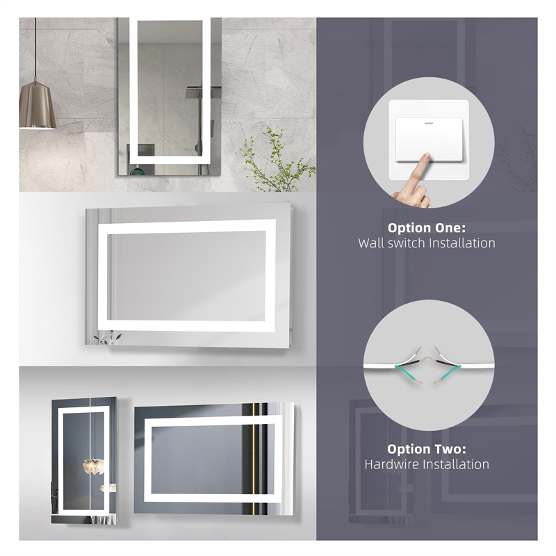 Elegant Kitchen And Bath Riven 36X18 Led Mirror in Silver
