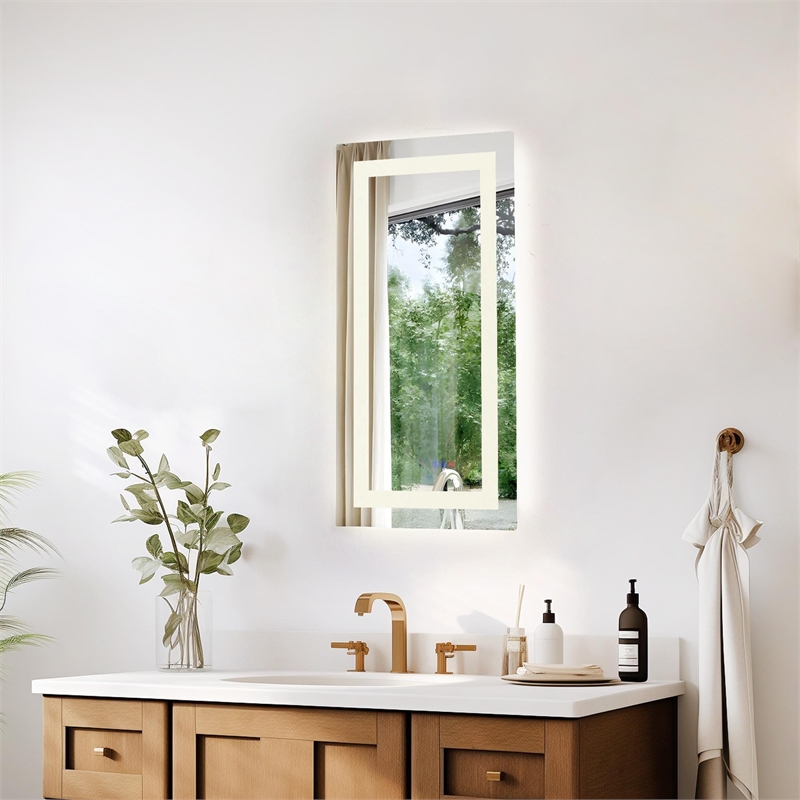 Elegant Kitchen And Bath Riven 30X20 Led Mirror in Silver